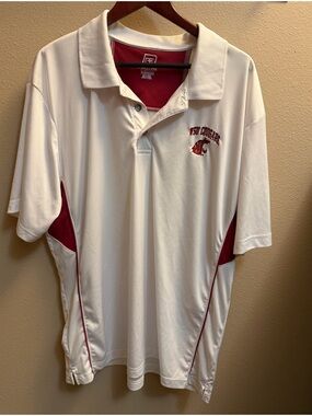 WASHINGTON STATE COUGARS WSU
Men's XXL polo Cougs crimson white short sleeve